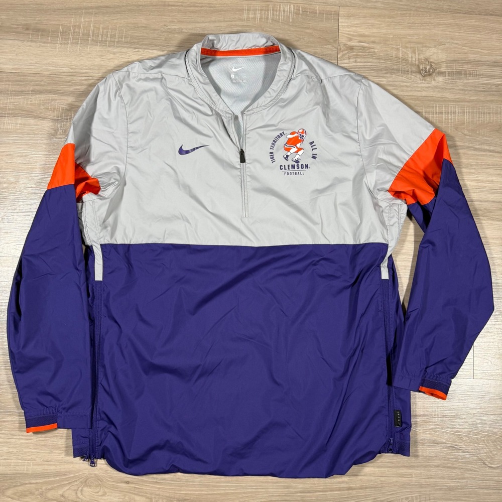 Nike Clemson Football Tiger‎ Territory Windbreaker Jacket Color Block ALL IN XL